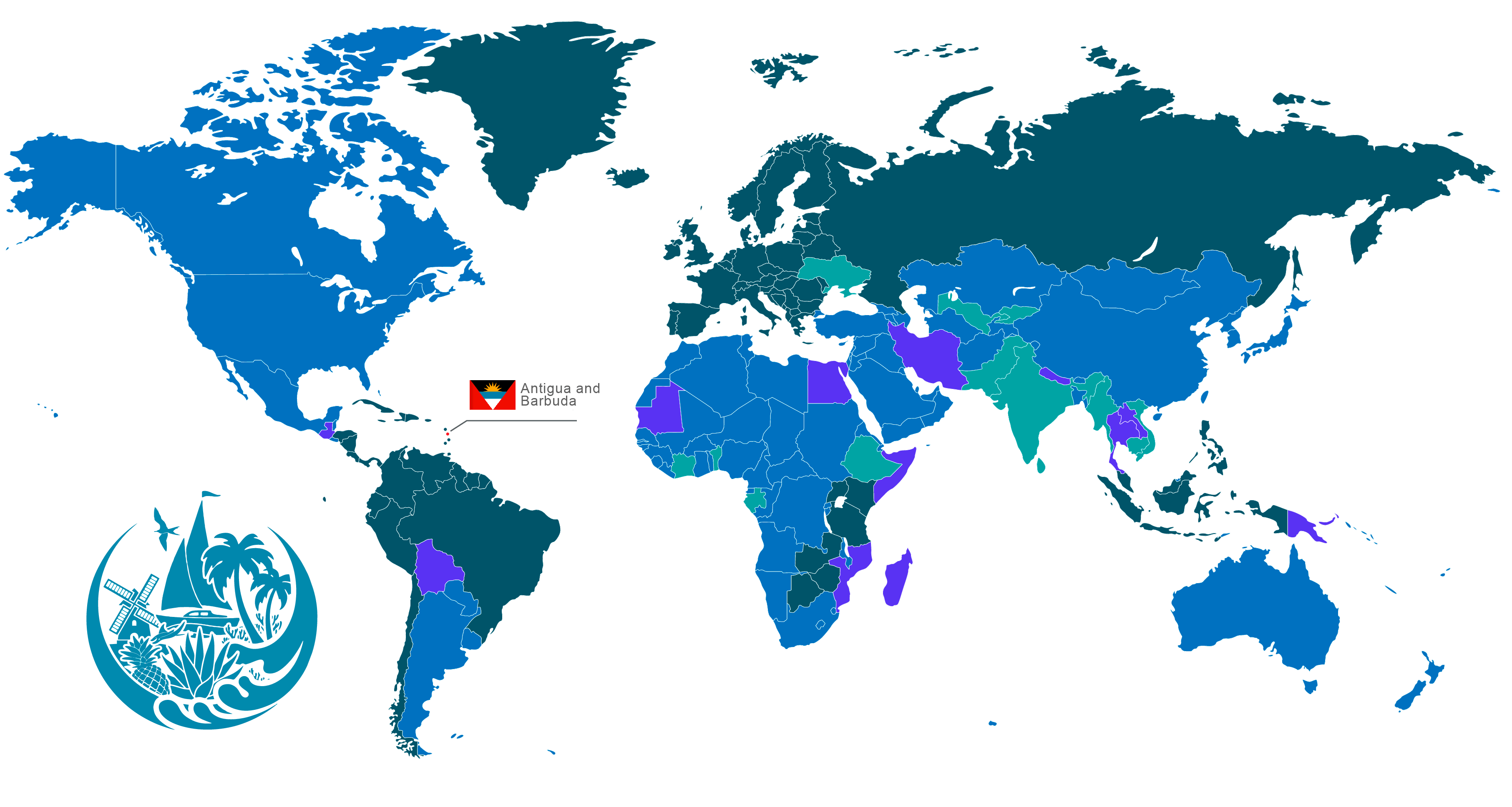 Antigua and Barbuda on the map